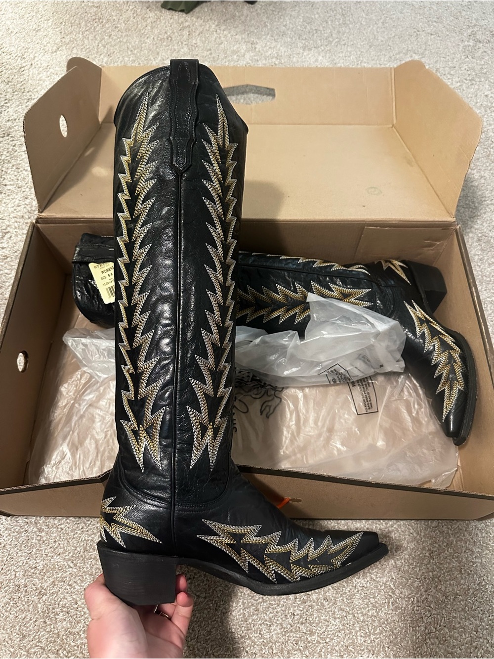 Stetson Black and Gold Western Sarah Boots - Picture 9 of 10